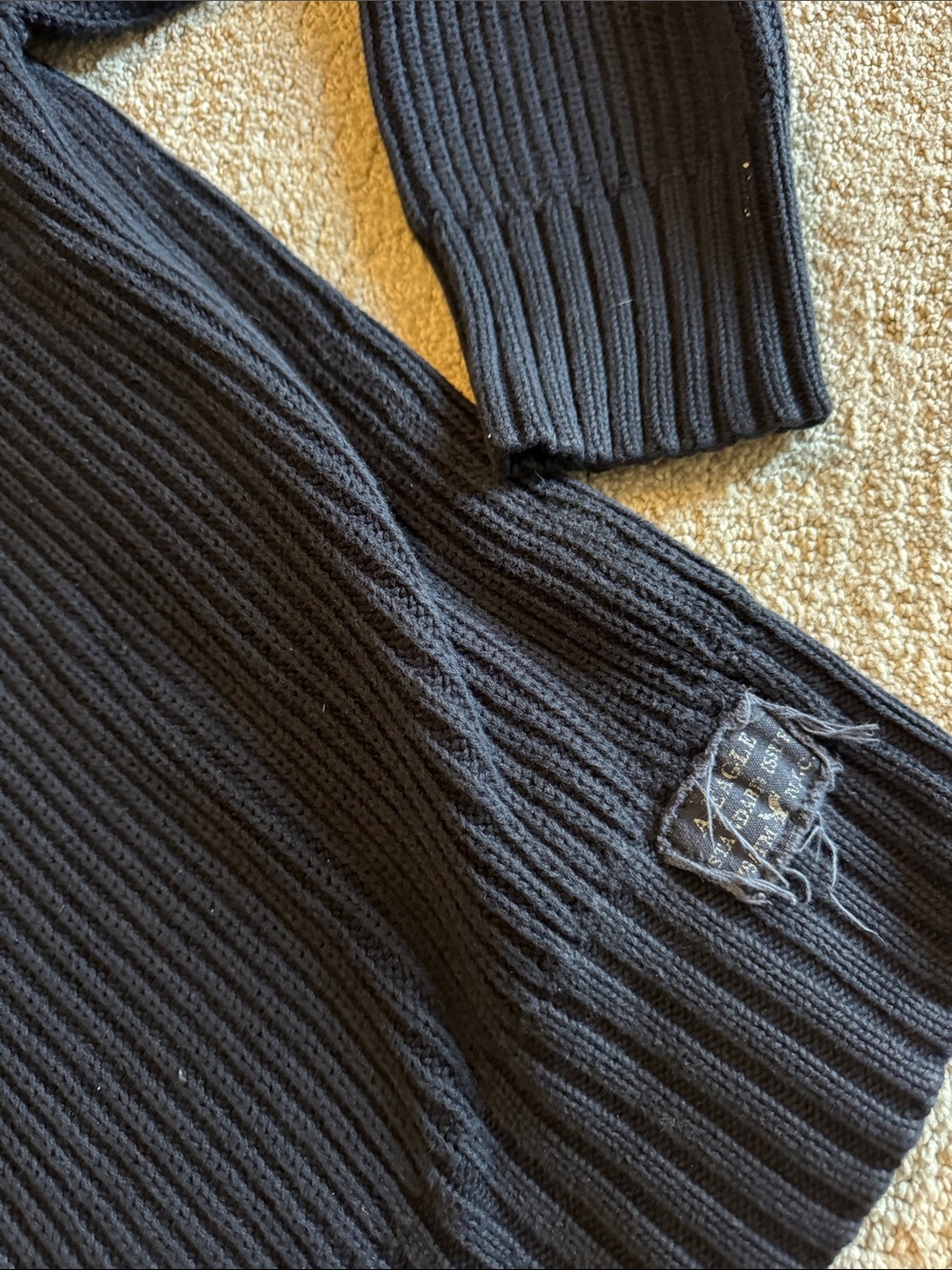 American Eagle Navy Ribbed Half-Zip Sweater - Picture 3 of 4